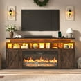 thumbnail image 2 of ChVans 70.8" Farmhouse Fireplace TV Stand for TVs up to 80" with 36" Electric Fireplace, 32" Tall Entertainment Center with Power Outlet/LED Lights, Media Console w/Sliding Barn Door for Living Room, 2 of 9