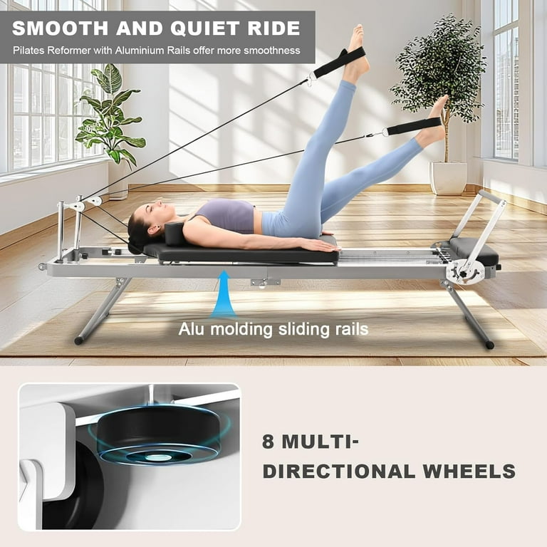 Home Foldable Pilates Reformer Big Size 5 Metal Resistance Springs Pilates Machine Equipment for Gym Workout Up to 400 lbs Weight Capacity Solid Basic Reformer for Beginners Walmart