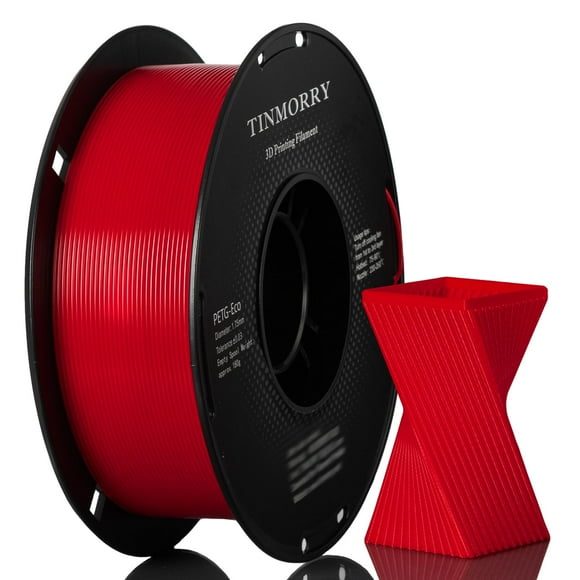 Filamento para impresora 3D TINMORRY PETG-Eco, 1,75 mm, rojo oscuro, 1 kg