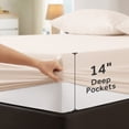 thumbnail image 4 of EMONIA King Bed Sheet Set 4-Piece with 14" Deep Pocket, Hotel Luxury Super Soft & Breathable Polyester Washed Cotton Fabric (Beige), 4 of 12