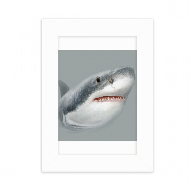 Los tiburones cazan en el mar. Marco de Fotos de escritorio imagen Blanco Pintura arte 5x7 pulgadas