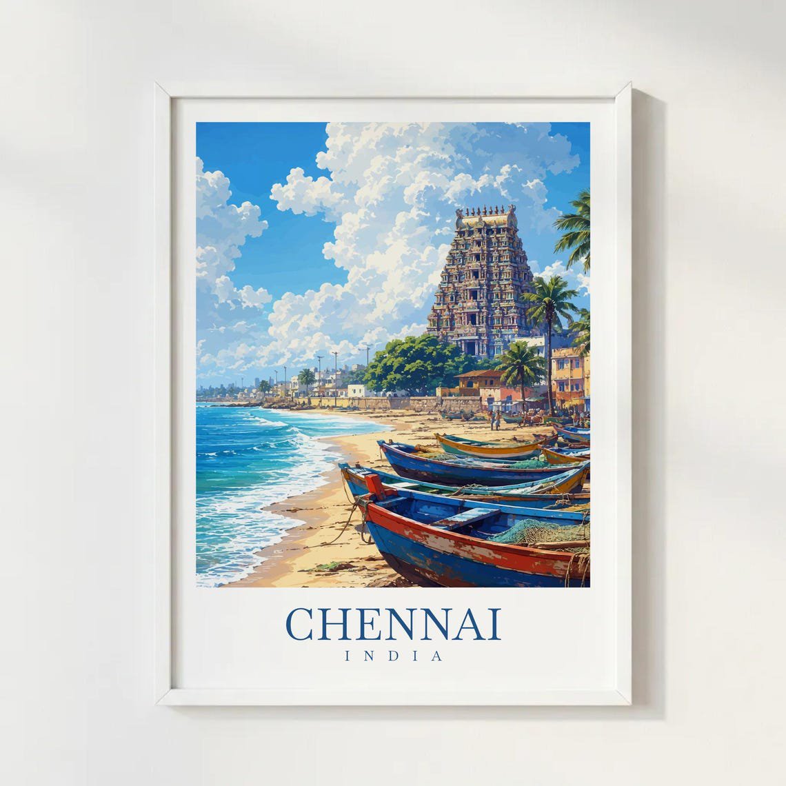 Chennai India Wall Art Print Coastal Cityscape Decor Unframed Paper Print