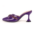 thumbnail image 3 of YOWMNS Women's Closed Pointed Toe Pumps Buckle Strap Slip On Stiletto High Heels Patent Leather Casual Comfortable Mules Shoes (Purple,10), 3 of 5