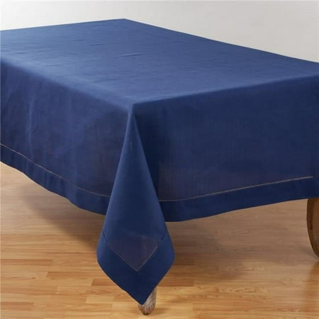 

SARO 70 x 104 in. Rectangular Classic Hemstitch Border Tablecloth - Navy Blue
