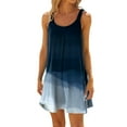 thumbnail image 2 of Womens Summer Casual Dresses Gradient Print Crew Neck Strappy Sleeveless Fashion Beach Mini Dress Daily-Wear, 2 of 5