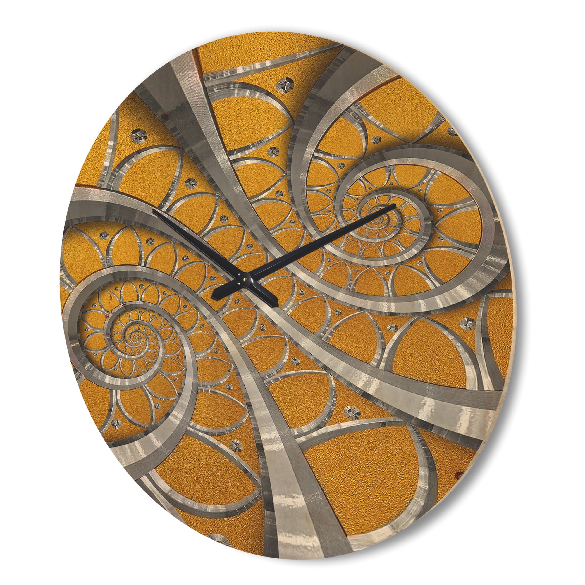 Designart 'Antique Style Time Spiral I' Modern Wood Wall Clock