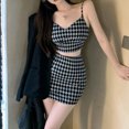 thumbnail image 2 of Conjunto de minifalda con estampado sin mangas de 2 piezas Conjunto de falda corta con top con tirantes finos, 2 of 8