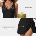 thumbnail image 6 of FEN AI Tummy Control One Piece Swimdress Women V Neck Skirted Swimsuit Modest Bathing Suit Black S, 6 of 7