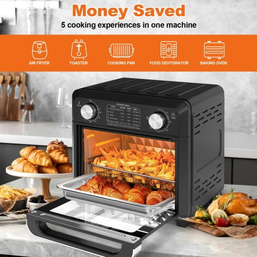 Compact Air Fryer Toaster Oven 11QT, 2 Slice Toast, Countertop Oven, Warm, Broil, Toast, Bake, Air Fry, Oil-Free,60-Minute Timer,1000W,Black