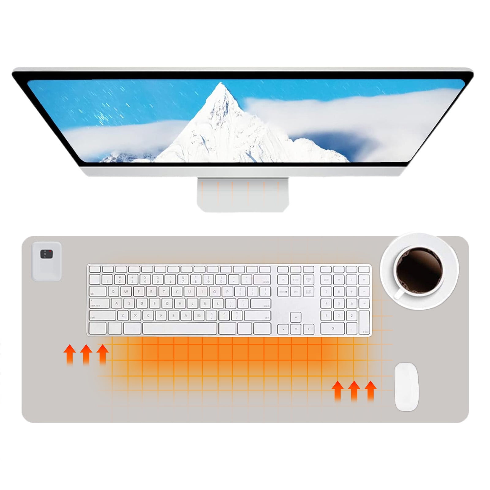 Tuphregyow Heated Desk Pad Warm Office Desk Mat with 3 Speed Control Extended Edition Gaming Mouse Pad and Foot Warmer Pad Timer Off 24x14 Inches Gray