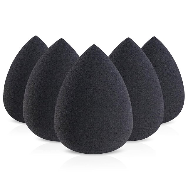 5 Pcs Makeup Sponge Set, With makeup sponge holder, Vegan Makeup Sponge, Makeup Sponges for Cream, Liquid Foundation and Powder Application, Cruelty Free, Latex Free, Perfect For Travel.(Black)