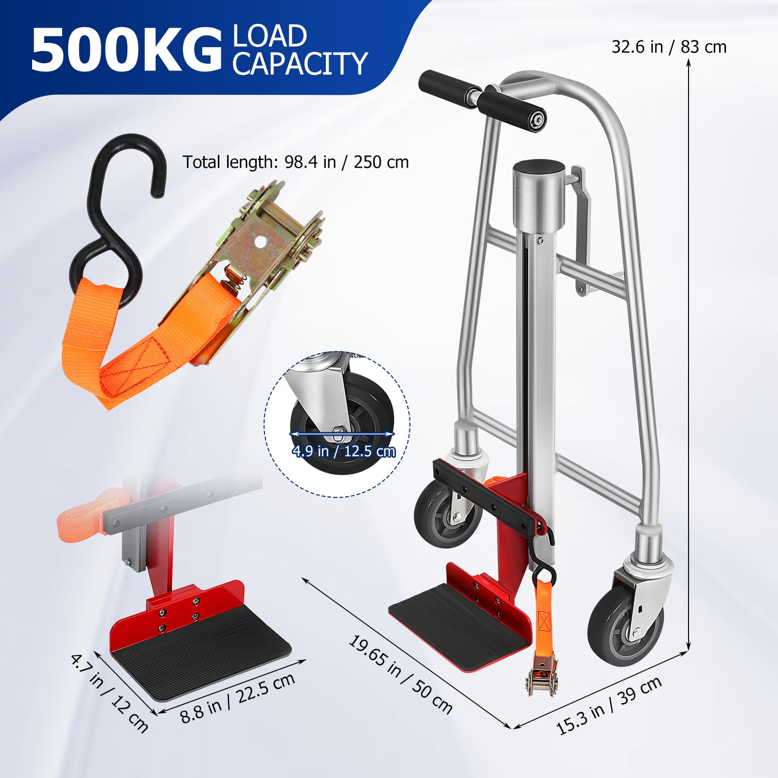 Toyandona Furniture Lift Mover Heavy Duty Furniture Mover Dolly Kit 500kg 1102lb Load Capacity Hand Truck 32.62X19.65X15.33in