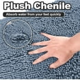 thumbnail image 5 of Yujoon Super Soft Chenille Bathroom Rug Non-Slip Absorbent Machine Washable Bath Mat, 24"x60", Blue, 5 of 8