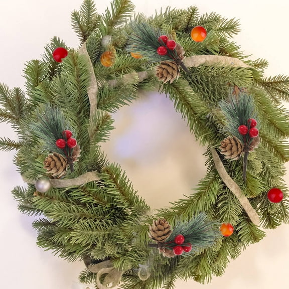 Soimiss 10Pcs Fake Christmas Pine Picks with Berries and Pine Cones Ornament