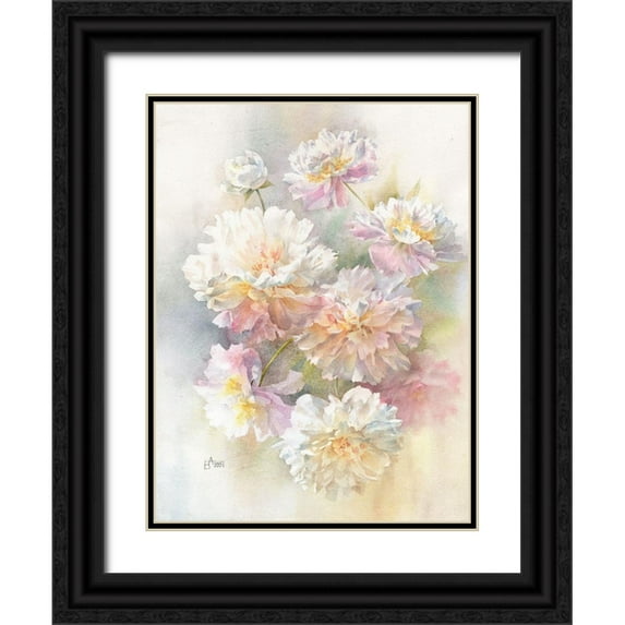 Besedina, Anastasiia 15x18 Black Ornate Wood Framed with Double Matting Museum Art Print Titled - Aerial Peonies