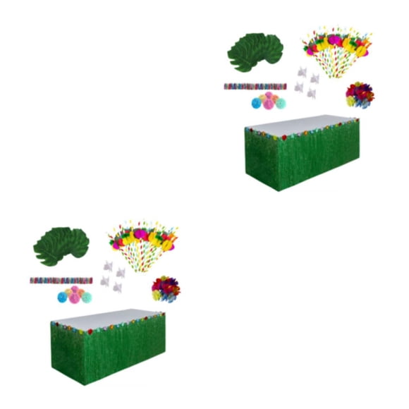 Inteprter Decoración de fiesta Luau hawaiana de de paja Hojas de palma Flores Pajitas de fruta Flamencos tropical Playa Tipo 1 2Conjunto