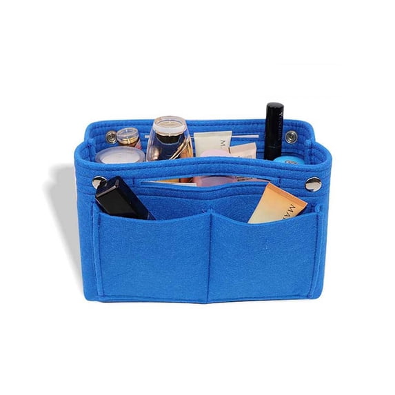 Portable Tote Insert Liner Travel Multifunctional Phone Purses Pouch Makeup Storage Bag Cosmetic Organizer Toiletry Liner Bags Felt Insert Bag BLUE