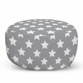 thumbnail image 1 of Star Pouf Cover with Zipper, Big Stars Pattern Monochrome Modern Design Starry Night Themed, Soft Decorative Fabric Unstuffed Case, 30" W X 17.3" L, White Grey, by Ambesonne, 1 of 5