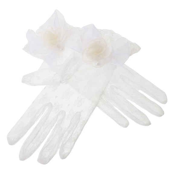 Milisten Comfortable White Lace Gloves Breathable Fabric for Elegant Wear 2Pcs