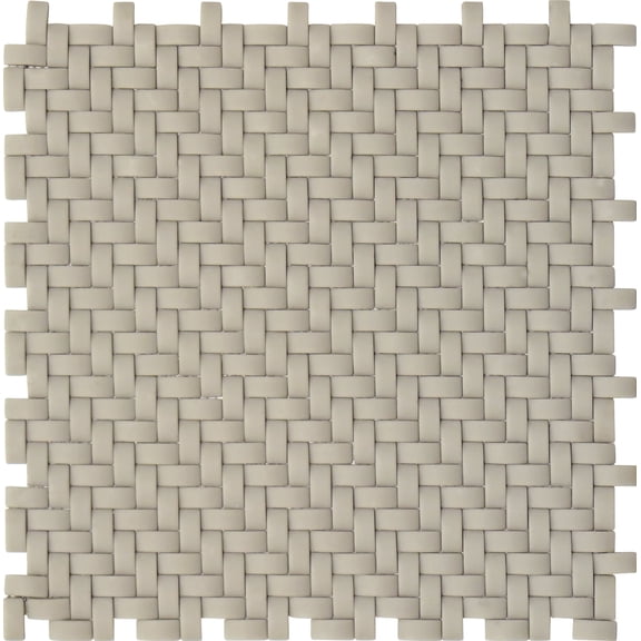 5 pack Cream 12-in x 12-in Matte Recycled Glass Basketweave Patterned Mosaic Wall Tile (4.79 sq ft/case)