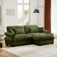 thumbnail image 6 of Modern Two-seater Sofa in Olive Green with Ottoman & Exquisite Armrests, for Ultimate Comfort, 6 of 12