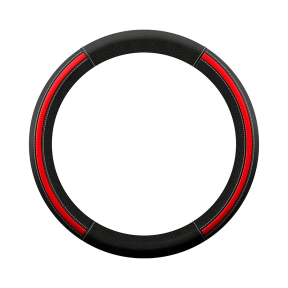 Auto Drive Sport Steering Wheel Cover Faux Leather, Universal Fit, Black Red