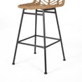 Dimitri Outdoor Wicker Barstools, Set of 2, Light Brown and Black