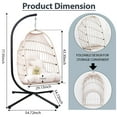 thumbnail image 5 of UHOMEPRO Hanging Egg Chair with Stand, Patio PE Wicker Swing Chair with Cushion and Headrest, Outdoor Hammock Egg Chair for Home Bedroom Patio Balcony, 350 lbs Capacity, Beige+Beige, 5 of 8