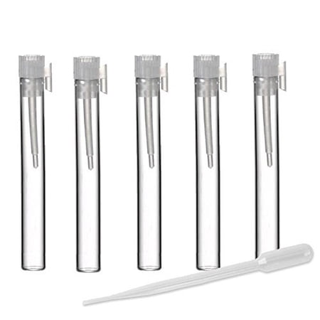 Grand Parfums Long 1.5ml Large Empty Glass Perfume/Cologne Sample Vials 1/4 Dram 1/32 oz Bulk Lot (Set of 25)