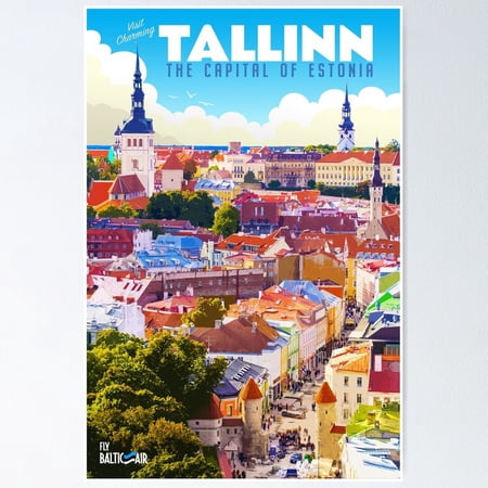 Poster Vintage-Style Tallinn, Estonia Travel - No Framed, Vintage Wall Art, Trendy Retro Print, Positive Quote Poster, Room Decor, Wall Art, Poster Only