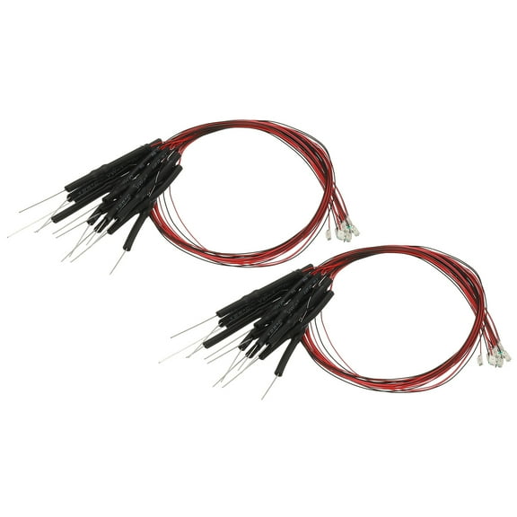 Uxcell 1206 Pre-Wired Micro LED, 24 Pcs 9-12V Pre-soldered Mini Light Emitting Diodes Surface Mount Device for Model, DIY, Science Projects, 9.8" Length, Orange