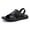 Dark, variant on Men's Home Slippers Leather Open Toe Slides 2026 Footwear Round Slip on Beach Shoes Adjustable Ankle Strap Lightweight Sandals Dark Size 8