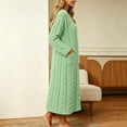 thumbnail image 4 of Ozmmyan Womens V Neck Long Sleeve Fleece Robe for Womens Cable Knit Pattern Long Bathrobe with Pockets Soft Warm Loungewear Nightgown, 4 of 5