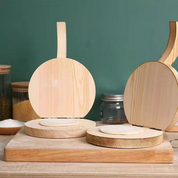 YAOMOBB Wooden Dough Press Handmade Dumpling Skin Maker Wooden Press Tortilla Maker for Home Kitchen Dough Pressing Tool