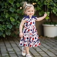 thumbnail image 5 of BemeyourBBs Toddler Baby Girl 4th of July Dress Outfit Patriotic Independent Day Dress Little Girl Summer Casual Heart Print Bow Strap Sleeveless A Line Dress Beach Party Holiday Dress Cute Clothes, 5 of 10