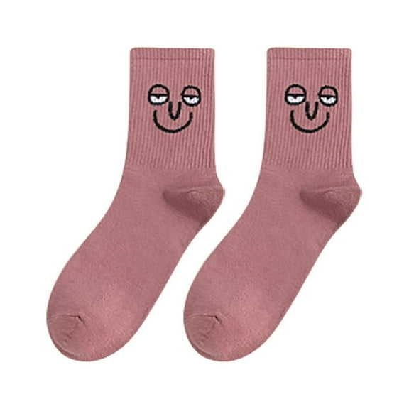 JeashCHAT 1 Pair Women Cute Socks New Style Kawaii Art Socks Funny Face Cotton Socks