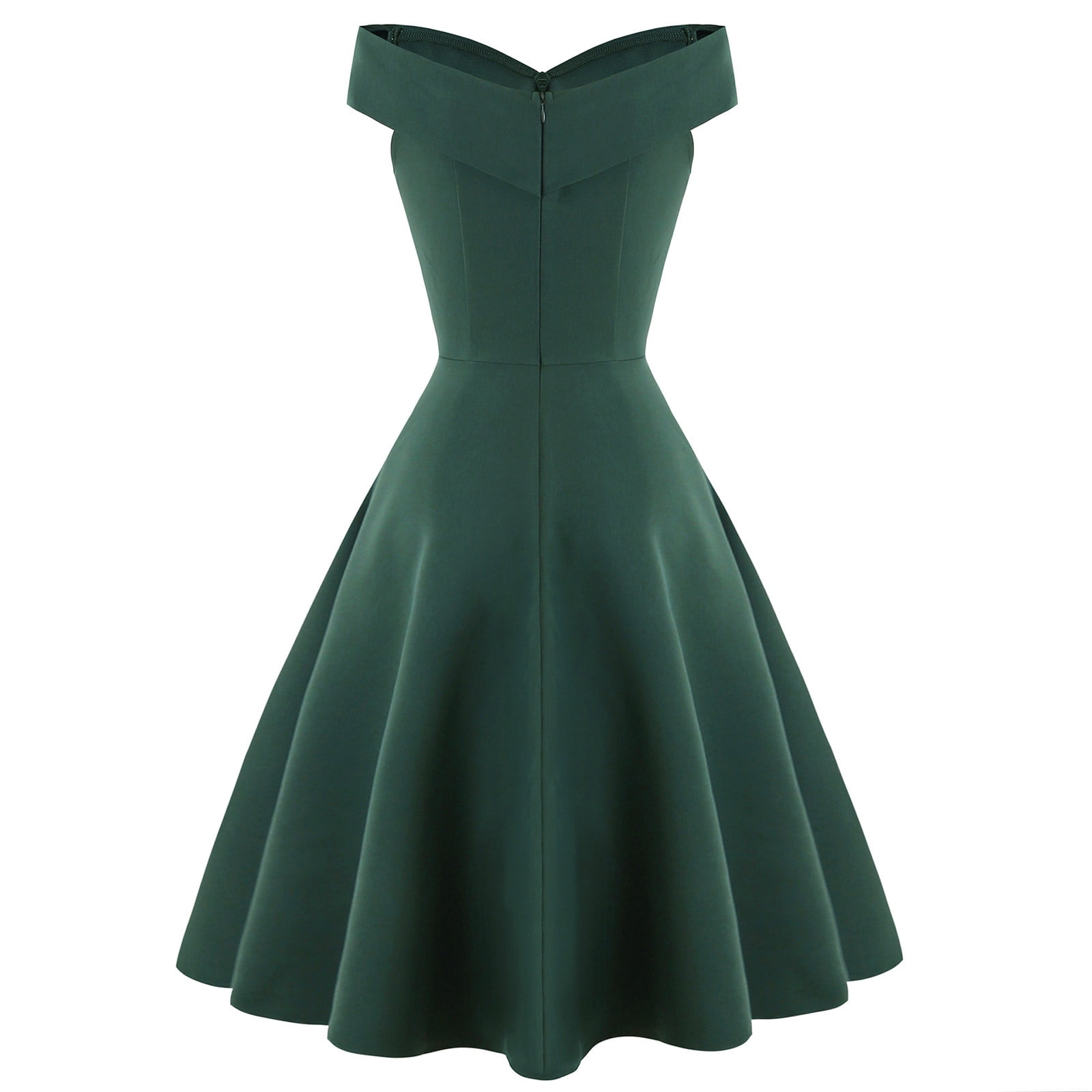 Hvot&aat Elegant Off the Shoulder Cocktail Dress for Women High Waisted A-Line Vintage 1950s Swing Party Midi Dresses