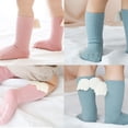 thumbnail image 4 of Niñas Bebés Hasta La Rodilla Calcetines Con Lazo Niño Otoño Invierno Ala De Ángel Algodón Peinado Estilo Español Liso Acanalado Medias Antideslizantes Gris / Xs Vogacara AP007375-14, 4 of 6