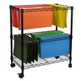 thumbnail image 4 of Oceanstar Portable 2-Tier Metal Rolling File Cart, Black Color, 12.4 in L x 24 in W x 28 in H, 4 of 7