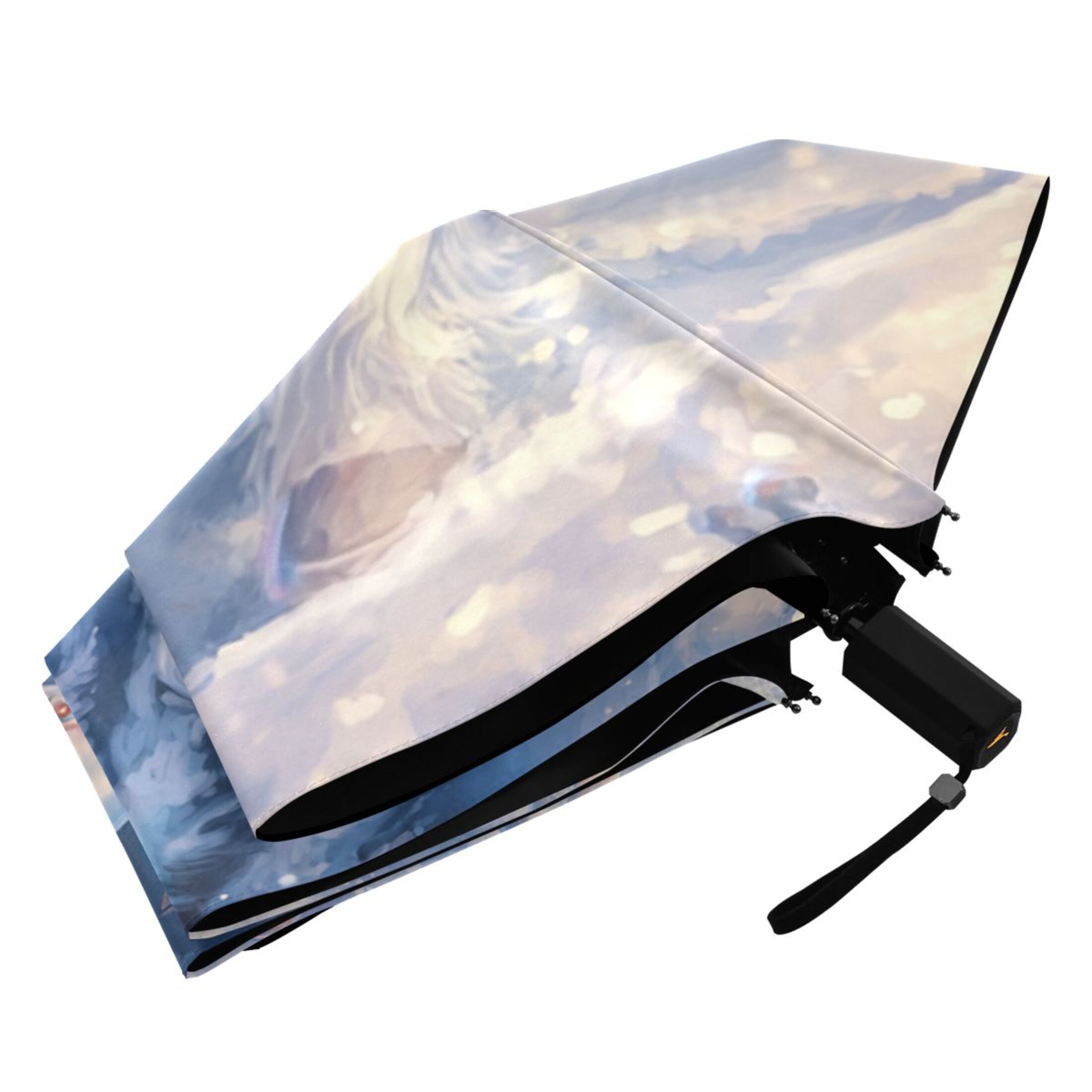 Unicorns with Christmas Elements All Weather Umbrella Triple Folding Parasol 6 Ribs UV Protection Portable