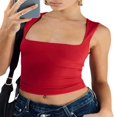 thumbnail image 3 of EIMELI Women Wide Straps Camisoles Solid Color Summer Exposed Navel Vests Crop Tops Streetwear, 3 of 6