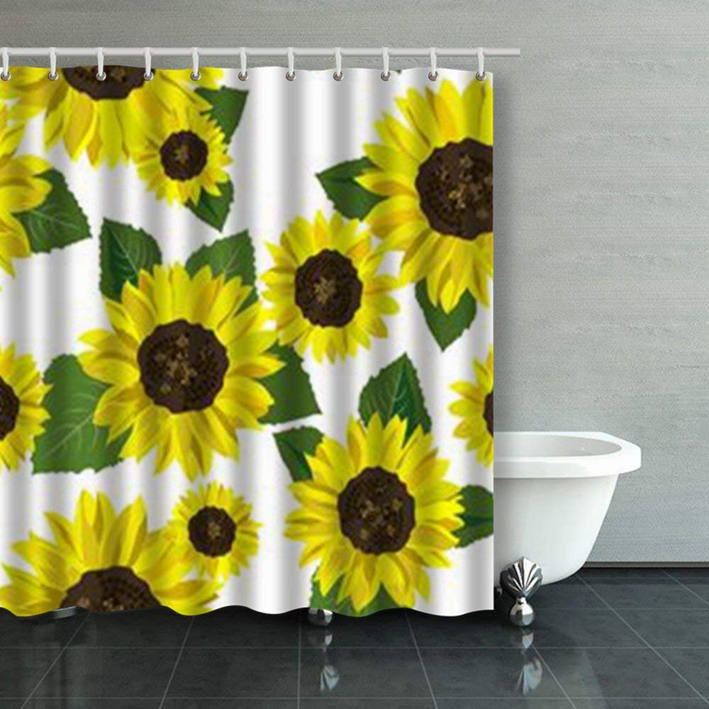 WOPOP Summery Sunflowers Shower Curtains Bathroom Curtain 66x72 Inch