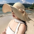 thumbnail image 7 of HONHUZH Summer Hats Womens Wide Brim Straw Sun Hat With Satin Bow Foldable Summer Beach Hat, 7 of 7