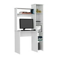 Spacious White Desk with Hutch and 5 Shelves for Work and Storage