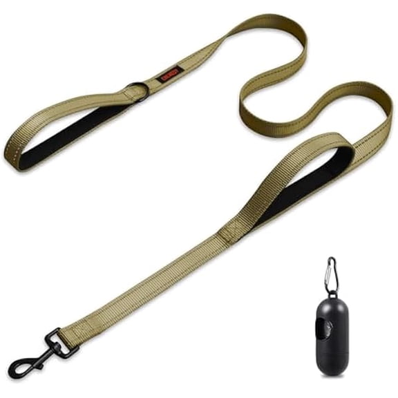 Eryueer Heavy Duty Dog Leash, Leashes for Large Breed Dogs, Double Handle Dog Leash, Reflective Training Lead, Perfect for Medium to Large Dogs(5FT,Deep Green)