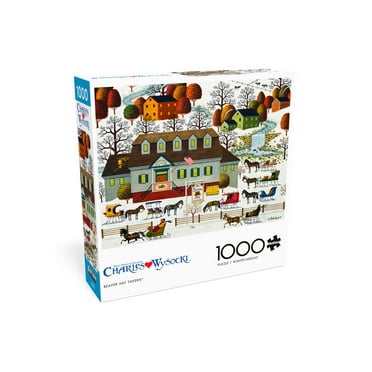Buffalo Games 1000-Piece Charles Wysocki Beaver Hat Tavern Interlocking Jigsaw Puzzle for Adults Ages 14 