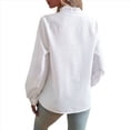 thumbnail image 3 of Blusa de Oficina de Larga con Cuello Alto y Botones A Rayas para Mujer, Color , Talla XL, 3 of 9