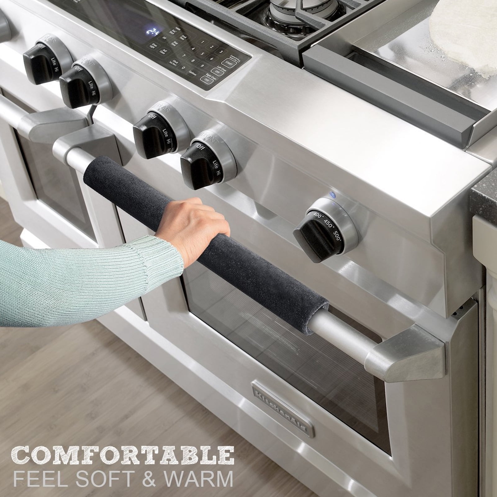 Kitchen Appliance Handle Decor, Refrigerator Door Handle Covers Machine Washable Soft Keep Off Food Stains Elegant Polyester Cotton  For Dishwasher Oven