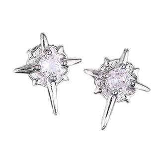 Magnetic Clip Earrings 6-Prong Set - Cubic Zirconia Non-Pierced Studs