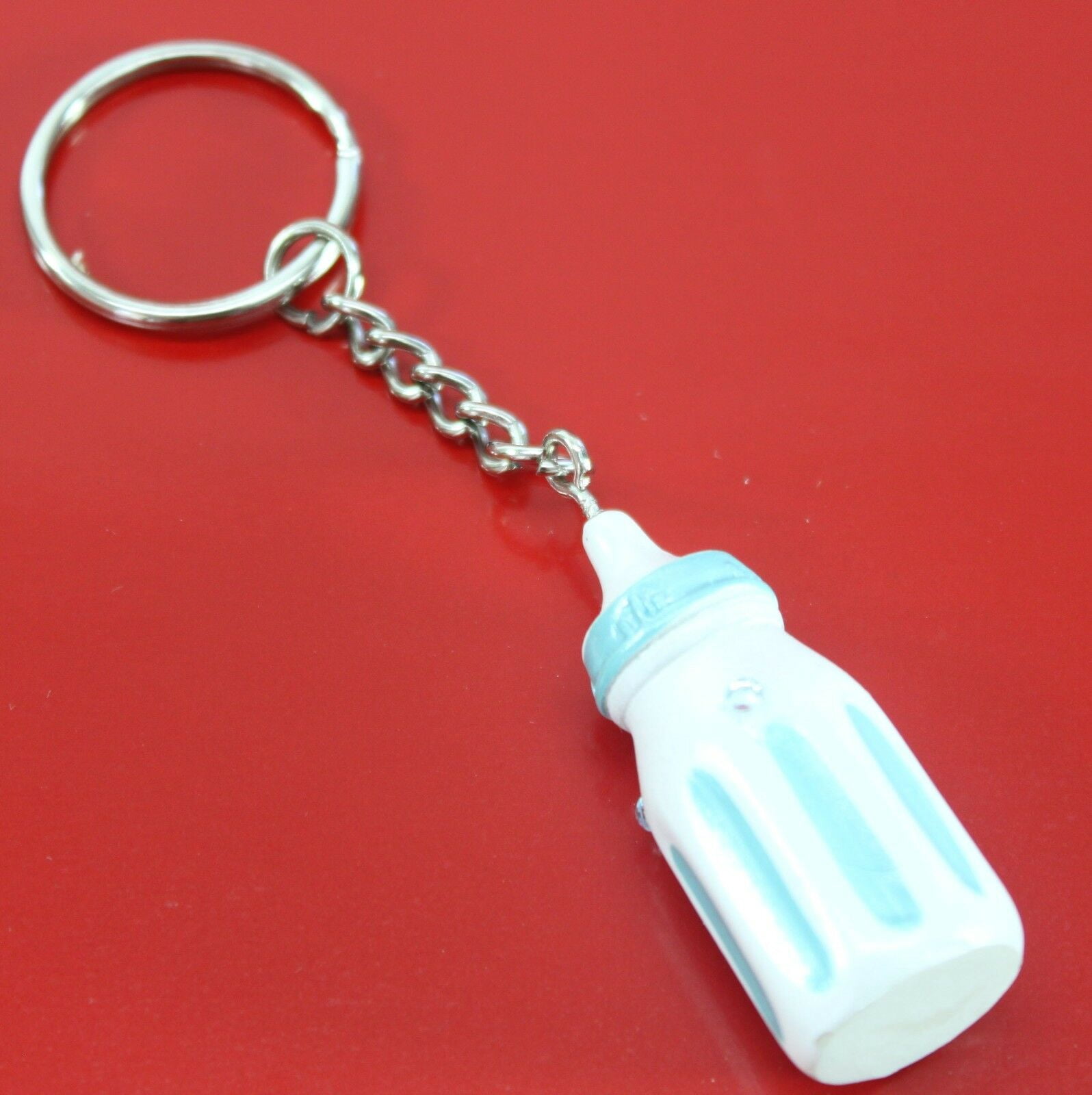 An Adorable Blue Baby Bottle Key Chains Keepsake Baby Shower Gifts  KBA001